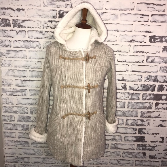 Zara Jackets & Blazers - Zara knit Button Front Chicly Knot Hooded Jacket